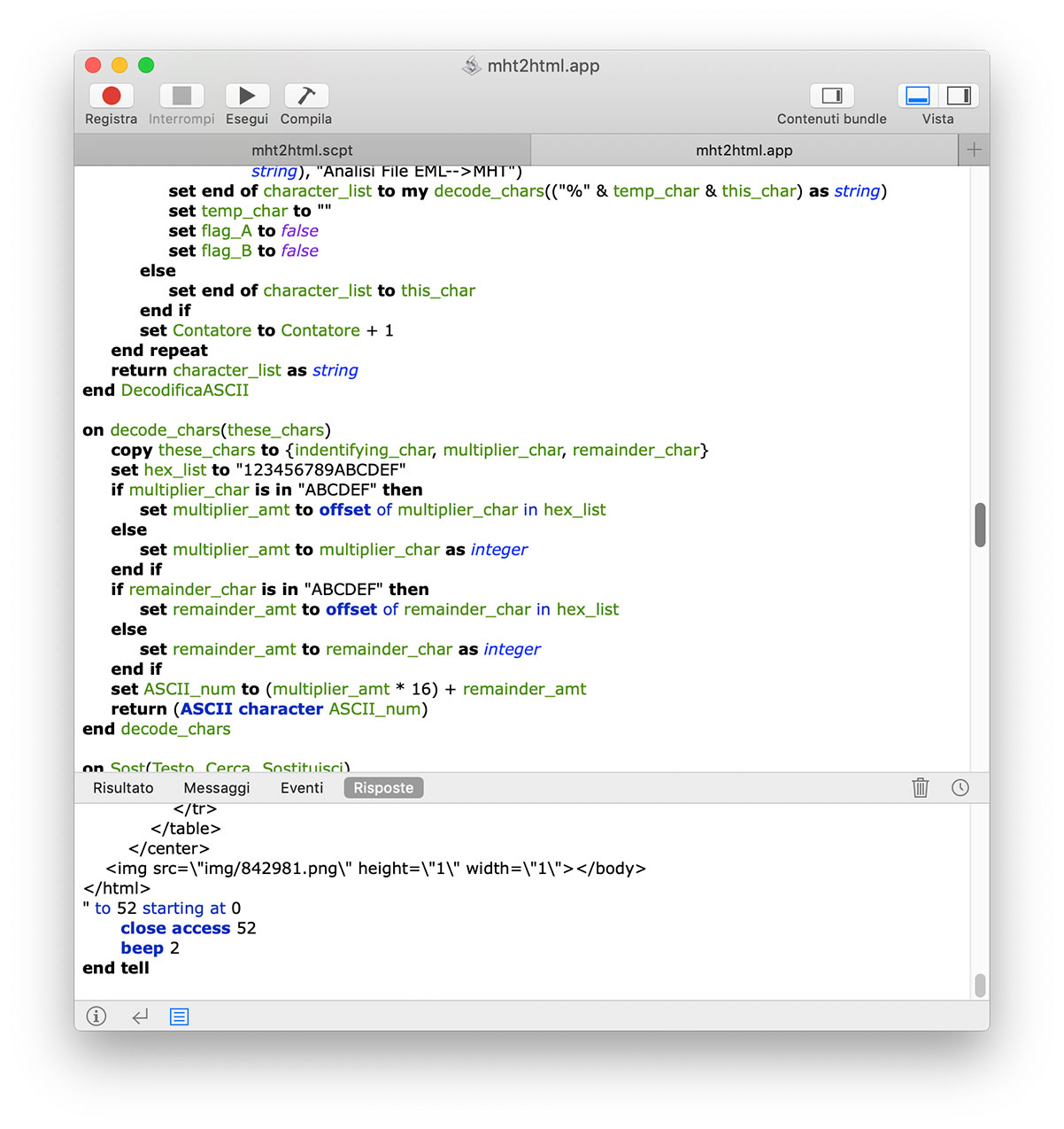 sviluppo con applescript